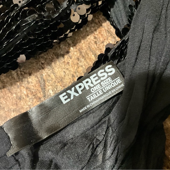 Express Black Lined Sequin Infinity Scarf OS - Picture 3 of 4